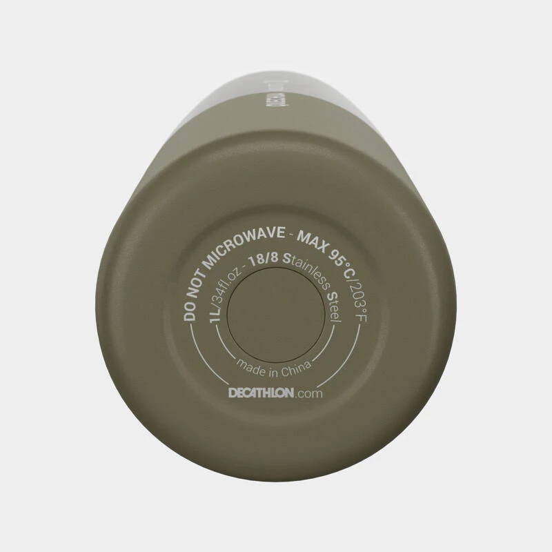 Quechua Gourde Isotherme Inox 1L Bouchon à Ouverture Rapide Pour La Randonnée - Kaki – Image 10