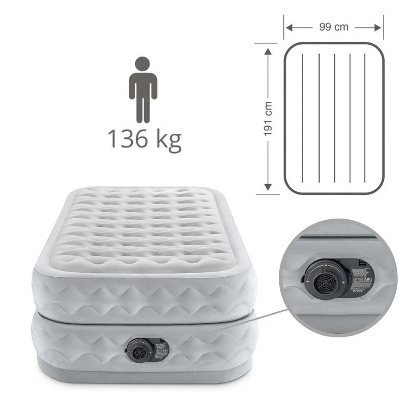 Intex Matelas Gonflable - 1-Person - 99 X 191 X 51 Cm - Gris – Image 4