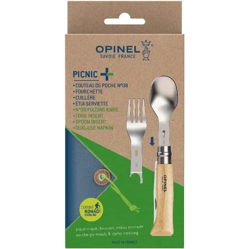 Set Complet Opinel Picnic+ - Opinel N°8 + Embouts Cuillère Et Fourchette – Image 2